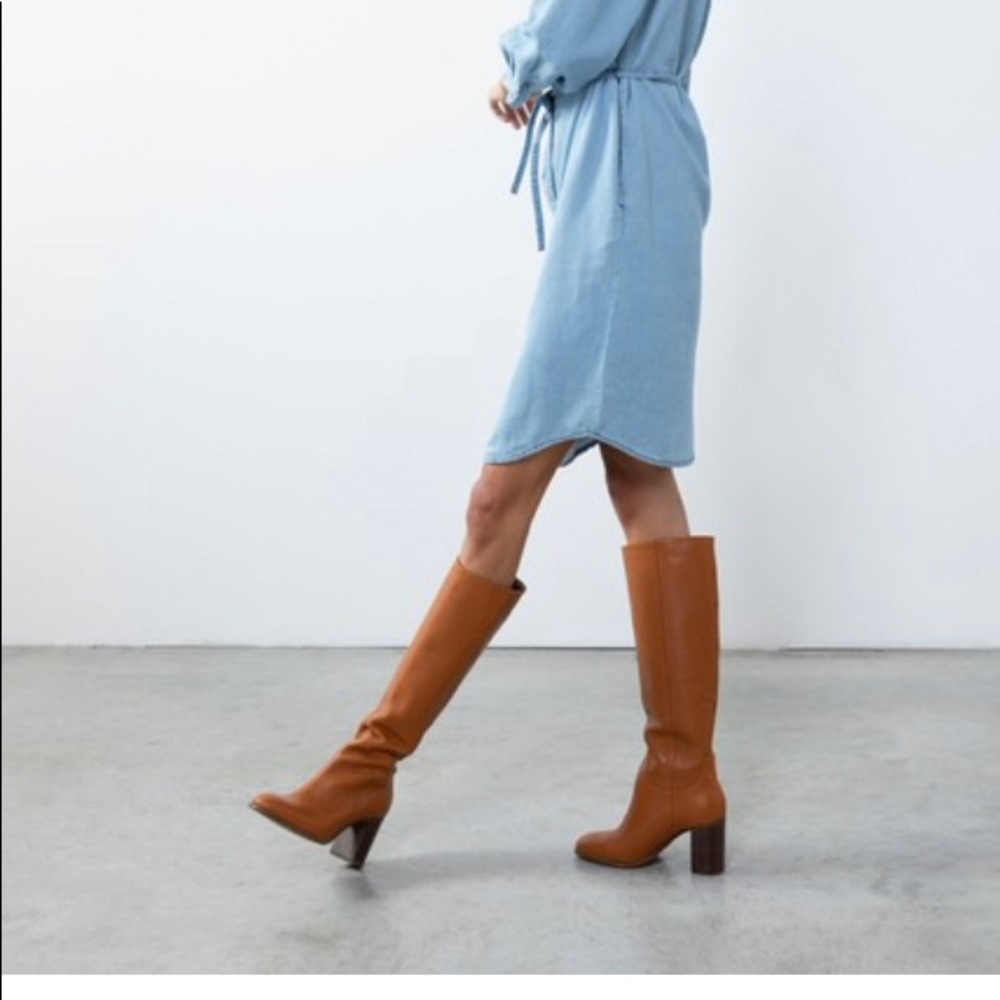 Humanoid Tall Leather Boots size 37 Cognac